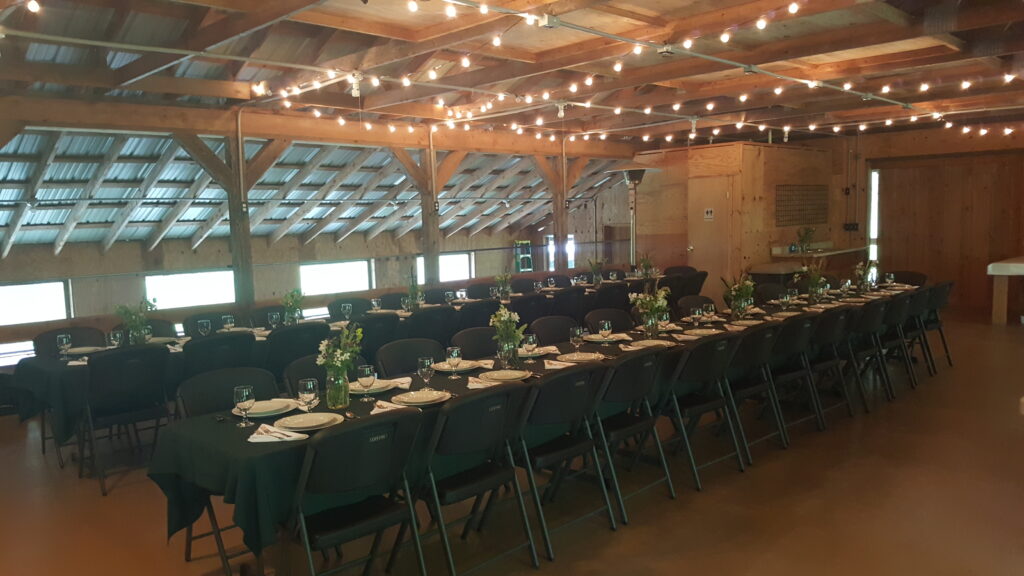 activity barn prepared for a banquet